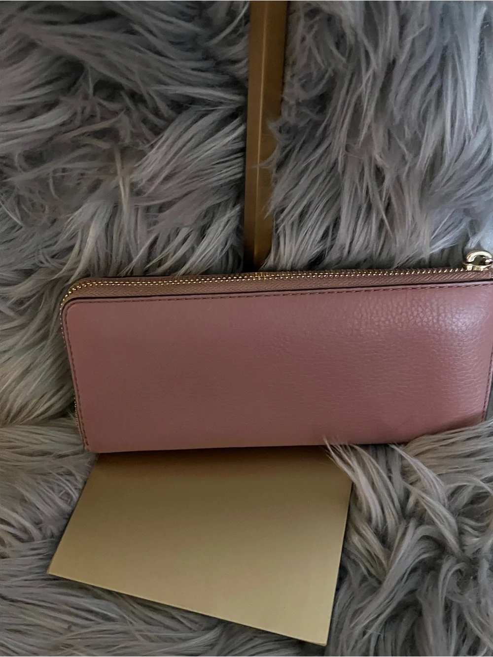 Michael Kors Rose Pink Pebbled Leather Zip Wallet with Gold Hardware